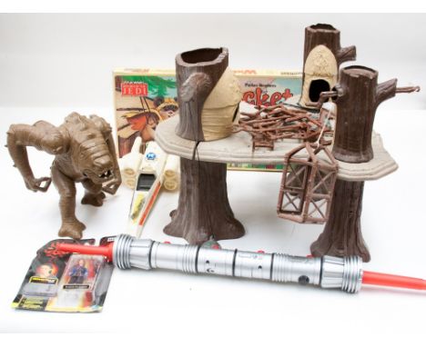 Star Wars Ewak village, Rancor, X-Wing, Light saber, etc, play worn (af) 