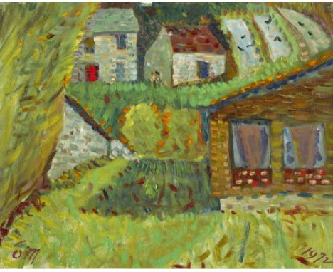 Tony O'Malley HRHA (1913-2003) COTTAGES, ST MARTINS, 1972 oil on board signed with initials lower left; dated lower right 15½