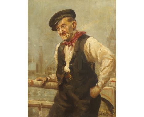 Norman Garstin (1847-1926) MAN SMOKING A PIPE oil on board signed lower right; with 'Mousehole' (Cornwall) on reverse 13 x 10