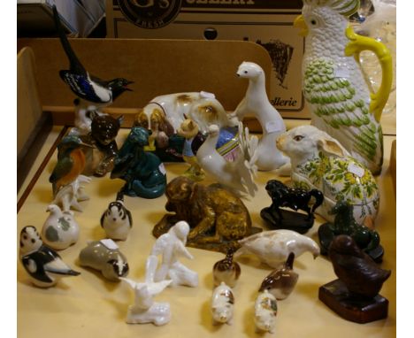 A Beswick Beatrix Potter figure 'Pigling Bland', a quantity of USSR model animals and birds, a Poole pottery model otter and 