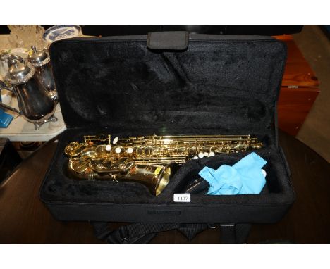 An Alto Sonata saxophone in case