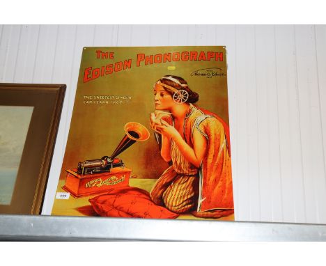 A reproduction Edison phonograph advertising sign