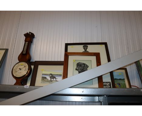 J.Halden & Co. of Manchester mahogany cased barometer AF and a collection of miscellaneous pictures and prints 