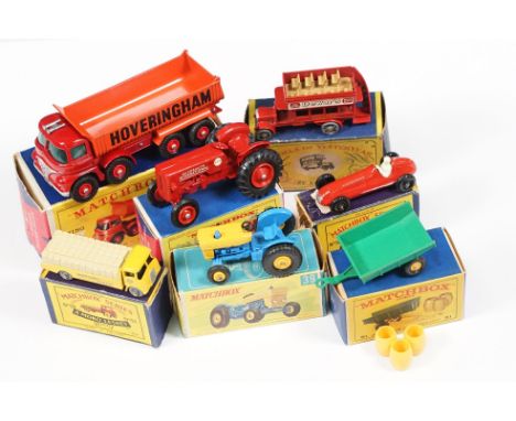 Seven boxed Matchbox diecast models to include King Size K1 8 Wheel Tipper Truck, K4 International Tractor, 51 Trailer, 51 Al