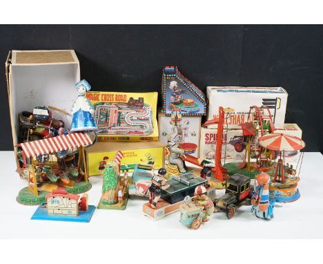 Quantity of tin plate models to include JW Germany Joseph Wagner Ferris Wheel, JW Germany Joseph Wagner Performing Circus Ele