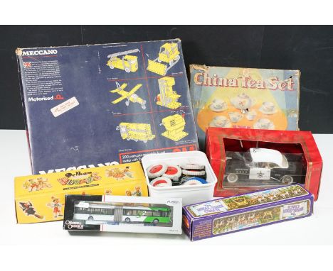 Collection of toys and games to include boxed Meccano 3M set, boxed Pelham Puppet Marionette Clown, boxed Corgi Original Omni