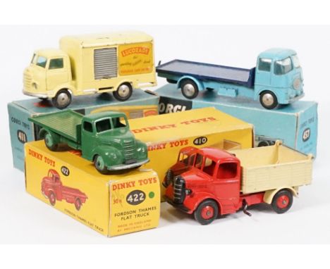 Four boxed diecast models to include 2 x Corgi (457 ERF Model 44G Pltform Lorry, play worn, fair box and 411 Karrier Bantam L