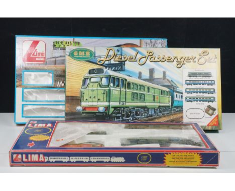 Three boxed OO gauge train sets to include 2 x Lima (106506TW Intercity - containing locomotive, coaches and battery control 