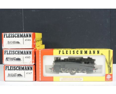Four boxed Fleischmann HO gauge locomotives to include 4095, 4160, 4146 &amp; 4147, all with paperwork