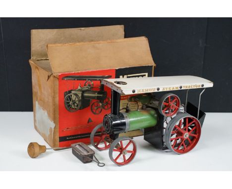 Steam Engine - Boxed Mamod TE1 Traction Engine Steam Engine, in green body with red spoked wheels, complete with roof, burner