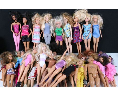 Over 40 contemporary fashion dolls to include Mattel Barbie, Disney etc, mainly with outfits (two boxes)