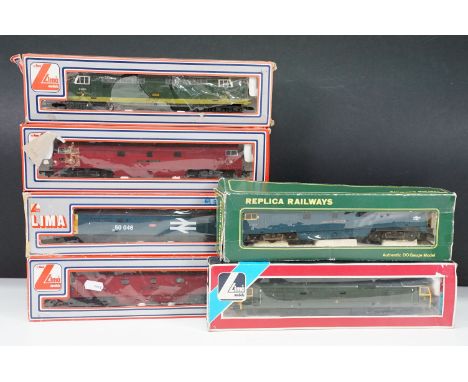 Six boxed OO gauge locomotives to include 5 x Lima (Ajax, Meld, 2 x Western Gladiator and Sir Edward Elgar) and Replica Railw