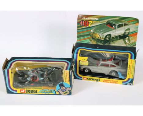 Two boxed Corgi film related diecast models to include 267 Batman Batmobile with Batman and Batman figures (Diecast showing s