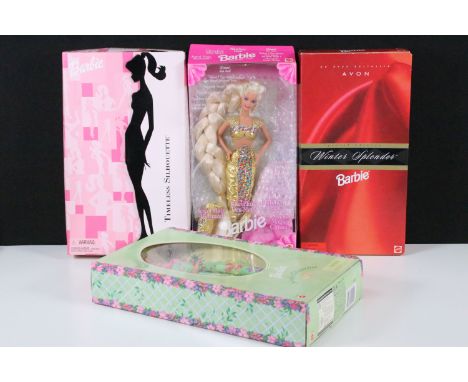Barbie - Four boxed Mattel Barbie Fashion Dolls to include 29050 Timeless Silhouette, 19357 Special Edition Avon Exclusive Wi