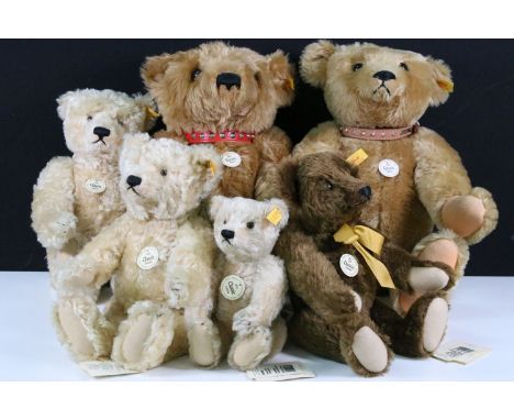 Steiff - Six Steiff Classic teddy bears to include No. 000201 1903 Classic Teddy Bear, No. 000256 1906 Classic Teddy Bear, No