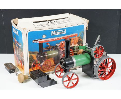Steam Engine - Boxed Mamod TE1A Traction Engine Steam Engine, in green main body with red spoked wheels, complete with burner