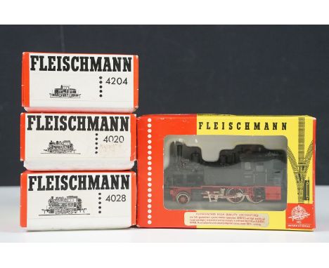 Four boxed Fleischmann HO gauge locomotives to include 4016, 4204, 4028 &amp; 4020&nbsp;