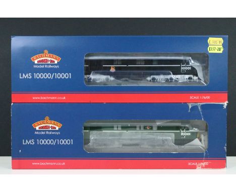 Two boxed Bachmann OO gauge locomotives to include 31-998 LMS 10001 BR Black &amp; Chrome early emblem and 31-997 LMS 10001 B