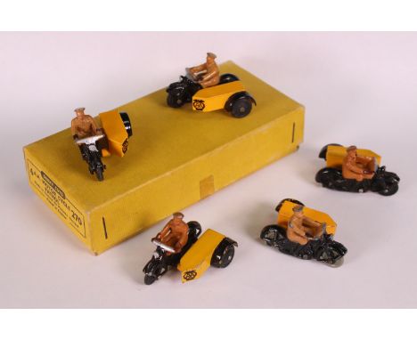 Boxed Dinky 270 Trade Pack AA Motorcycle Patrol with 5 x diecast models and original inner divides, diecast showing signs of 