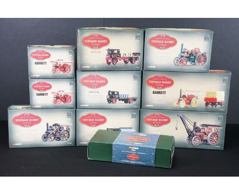10 Boxed Corgi Vintage Glory of Steam to include Premium Edition CC20302 Garrett 4CD Tractor &amp; Trailer War Dept, 80307 Ga