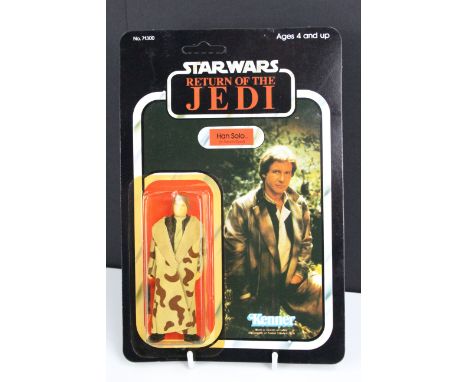 Star Wars - Original carded Kenner Star Wars Return Of The Jedi 77 back Han Solo (In Trench Coat) unpunched, indent to top of