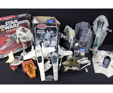 Star Wars - 10 Original Star Wars vehicles featuring 1 x X-Wing Fighter with box, 1 x Slave I, 2 x Scout Walkers with 1 x box