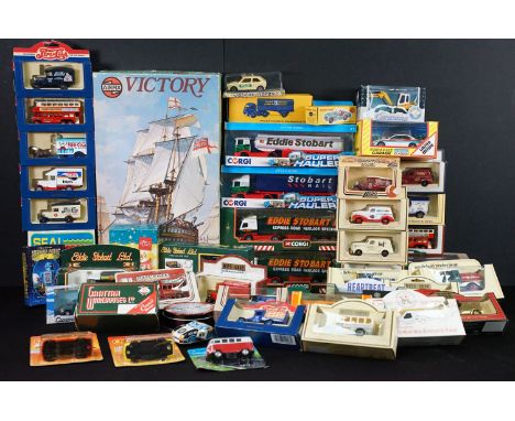 Around 40 boxed diecast models to include Corgi Eddie Stobart, Solido, 2 x carded Matchbox Superfast, Lledo, Atlas No Rev etc
