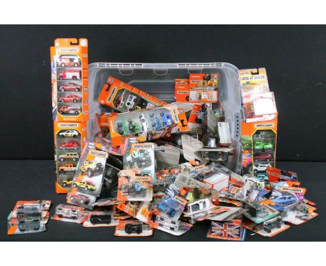 Around 110 boxed / carded Mattel Matchbox diecast models to include Best Of British, Superfast, Car Packs, etc, mostly sealed