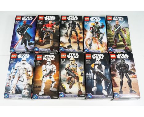 Lego - Ten boxed Lego Star Wars Buildable Figures to include 75114 First Order Stormtrooper, 75120 K-2SO, 75533 Boba Fett, 75