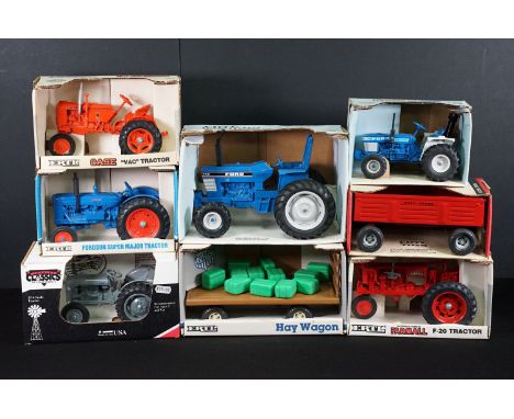 Eight boxed farming related diecast models to include ERTL Fordson Super Major Tractor, ERTL Ford 1710 Tractor With Roll Bar,