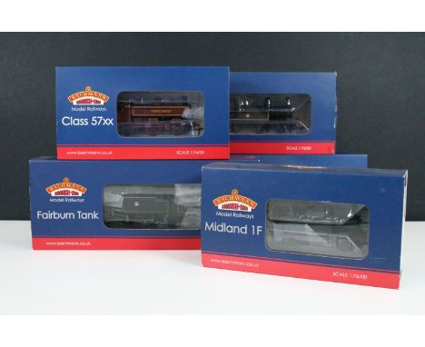 Five boxed Bachmann OO gauge locomotives to include 31-692 Stanier Mogul 42968 BR Lined Black L/Crest, 31-166 L&amp;YR 2-4-2 