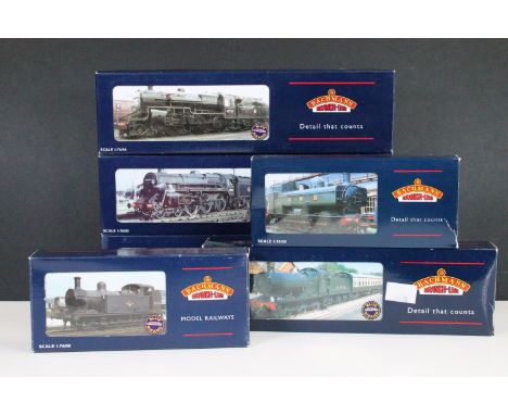 Six boxed Bachmann OO gauge locomotives to include 32-176 2-6-0 Crab 42765 BR lined black e/emblem with coal rail, 32-500 Sta