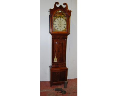 J &amp; A Marr, Falkirk  Scottish 19th century mahogany eight day longcase clock, the 14in painted dial depicting various sea