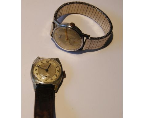 Buren Grand Prix gent's manual wind watch, c. mid-century, with silvered dial, Arabic numerals and seconds dial, case diamete