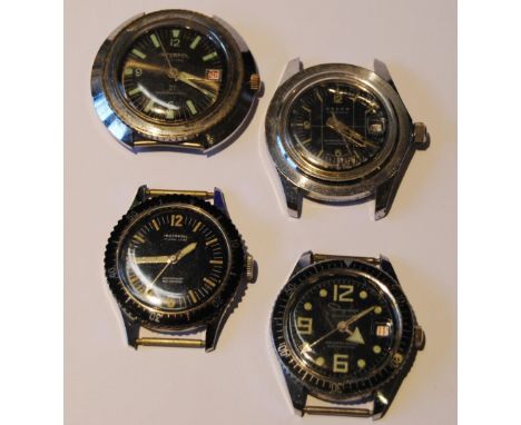 Interpol De Luxe 21 jewels antimagnetic diver's-style watch, c. 1960s/70s, in oval shaped stainless steel case with signed bl