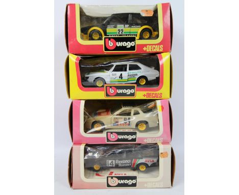 Bburago - 4 x 1:24 scale cars. Renault Fuego #9149, Porsche 924 Turbo #9105, SAAB 900 Turbo #9107, Golf GTI #9101. Items appe