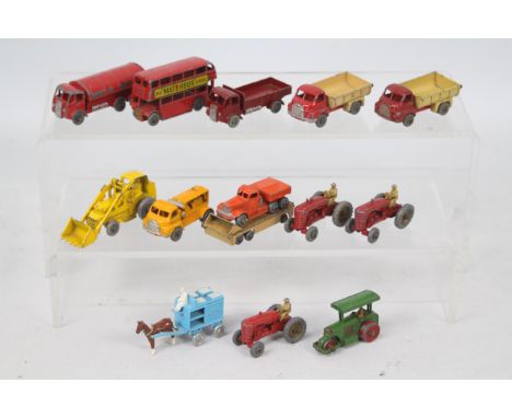 Matchbox - 14 x unboxed vehicles including ERF Esso tanker # 11, 2 x Bedford 7 Ton tippers # 40, 3 x Massey Harris tractors #