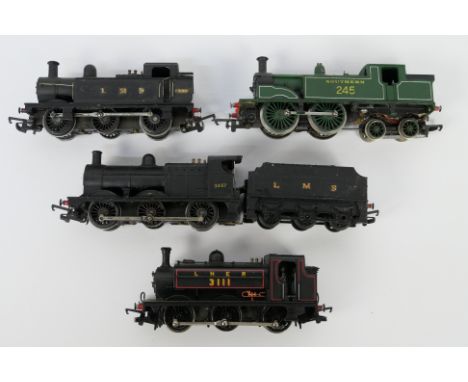Hornby - Tri-ang - 4 x unboxed OO gauge steam locomotives, a re painted Class 4F 0-6-0, an M7 Class tank engine number 245, a