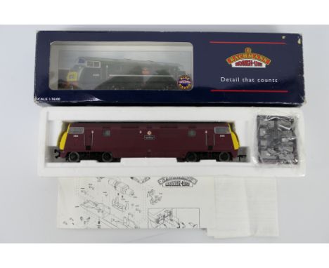 Bachmann - A boxed OO gauge Class 42 Warship Diesel locomotive named Cambrian operating number D806 in BR maroon livery # 32-