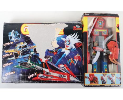 Vintage 1980s Popy  Gatchaman Battle Of The Planets “Gatcha-spartan” boxed, models are in good condition, some original stick