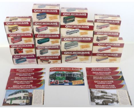 Quantity of Great British buses boxed models, including booklets, 10 still factory sealed models, St Helens AEC Regent V, Rib