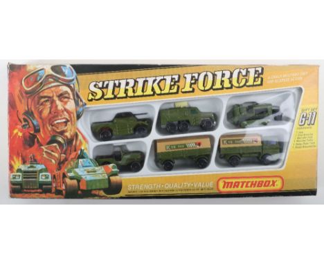 Matchbox Lesney Superfast Military Strike Force Gift Set 11, circa 1975 made in England, contents: MB-16 Badger Radar Truck, 