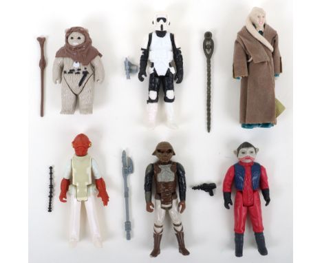 Six Return of The Jedi 1st Wave Vintage Star Wars Loose Figures, including: Admiral Ackbar with baton© L.F.L. 1982 Taiwan, La