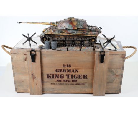 Forces Of Valor German King Tiger Tank,SD.KFZ.182-502nd SS Schwere Panzer Abteilung- 1:16 scale diecast metal, in good used c