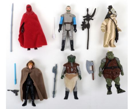 Six Return of The Jedi 1st Wave Vintage Star Wars Loose Figures, including: Emperors Royal Guard, cloth robe and pike©L.F.L.1