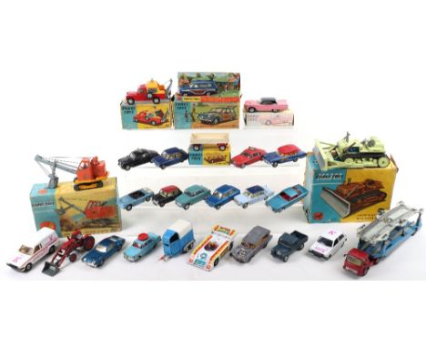 Quantity of Play-worn Corgi Toys,including:boxed 100 Dropside Trailer, red/cream, 214 Ford Thunderbird (reproduction box) 440