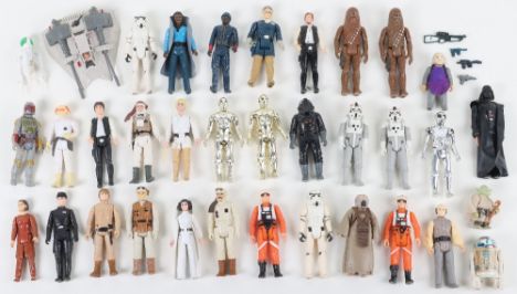 Loose Vintage Star Wars Figures, including: R2-D2, paper label is fair, ©G.M.F.G.I 1977 Hong Kong, 2 x Chewbaccas, one with b