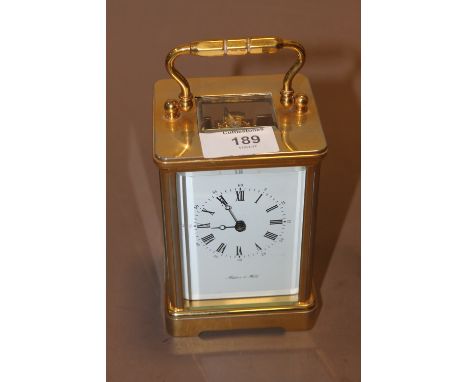 A MAPPIN & WEBB CARRIAGE CLOCK & KEY