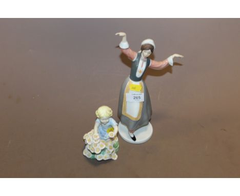 A ROYAL WORCESTER F.G. DOUGHTY FIGURE 'MAY' TOGETHER WITH  A GOEBEL LADY FIGURE 