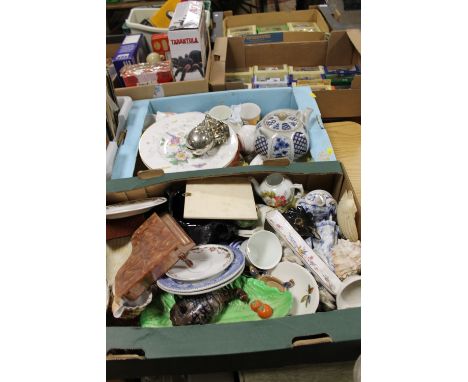 TWO TRAYS OF MIXED CERAMICS TO INC COALPORT, ROYAL TUDOR WARE, HAMMERSLEY ETC